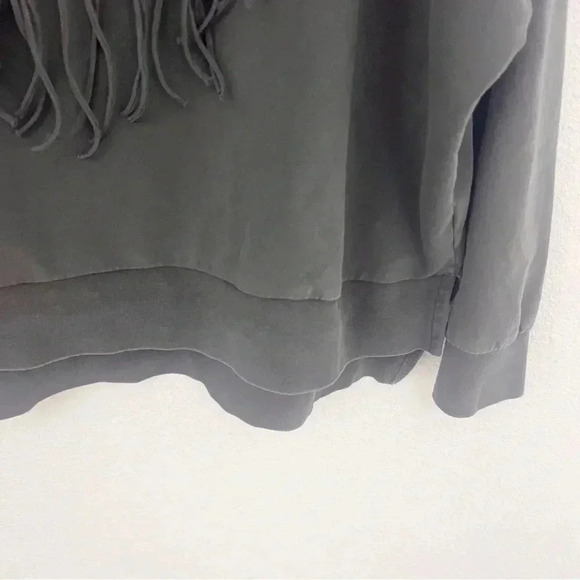 Amuse Society Charcoal Gray Keller Fringe Sweater, Size Medium - Picture 4 of 11